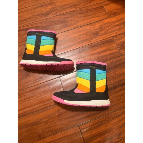 Merrell Shoes - Merrell Snow Crush 2.0 Waterproof Winter Boots Rainbow Stripe Pink Faux Fur 7M